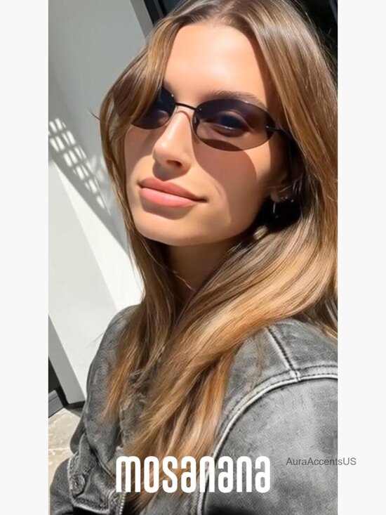 Y2K Oval Rimless Sunglasses Neo Matrix Style UV400 Metal Frame main image 7